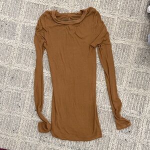 Enza Costa Ribbed Tan Long Sleeve Top